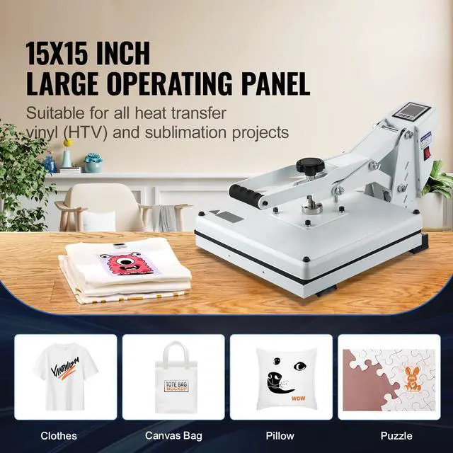 Alt view image 2 of 7 - Heat Press, Heat Press Machine for T-Shirt, Fast Heating, Power Digital Industrial Sublimation Printer for Heat Transfer Vinyl, High Pressure Heat Press 15x15, Easy to Use, White
