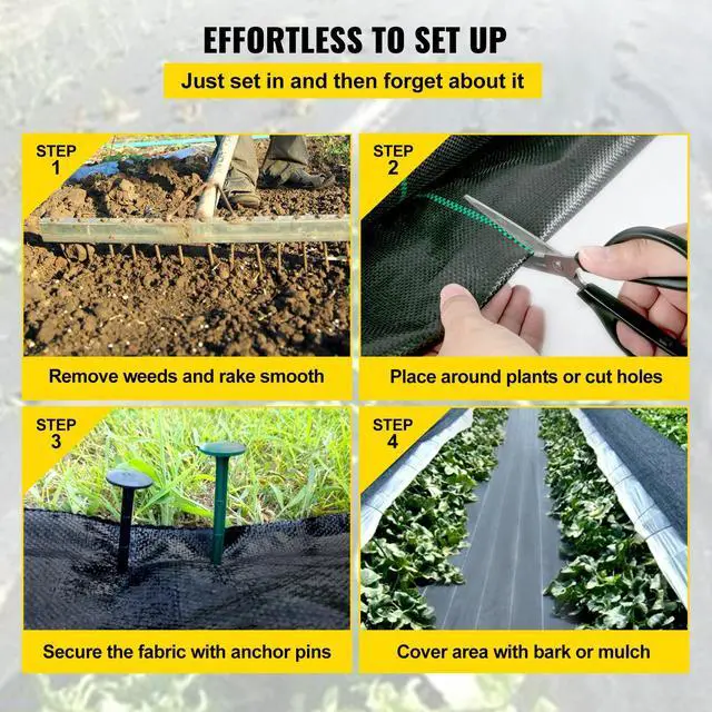 Alt view image 5 of 7 - 3FTx50FT Premium Weed Barrier Fabric Heavy Duty 5OZ, Woven Weed Control Fabric, High Permeability Good for Flower Bed, Geotextile Fabric for Underlayment, Polyethylene Ground Cover