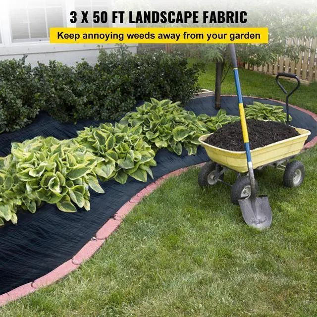 Alt view image 2 of 7 - 3FTx50FT Premium Weed Barrier Fabric Heavy Duty 5OZ, Woven Weed Control Fabric, High Permeability Good for Flower Bed, Geotextile Fabric for Underlayment, Polyethylene Ground Cover
