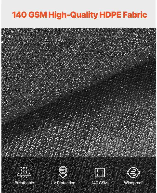 Alt view image 3 of 7 - 90% Sun Shade Cloth, 8 x 12 ft Pergola Shade Cover with Stainless Steel Grommets, Sun Shades Canopy Privacy Screen with 140 GSM HDPE Material, for Outdoor, Patio, Garden, and Backyard (Black)