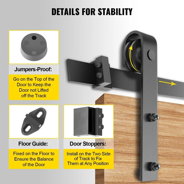 Alt view image 5 of 8 - Sliding Barn Door Hardware Kit, 12FT Barn Door Kit, 330LBS Load-Bearing Double Barn Door Hardware Kit, Carbon Steel Barn Door Track, Darn Door for 1.37-1.77\" Thickness & 6FT Wide Door Panel
