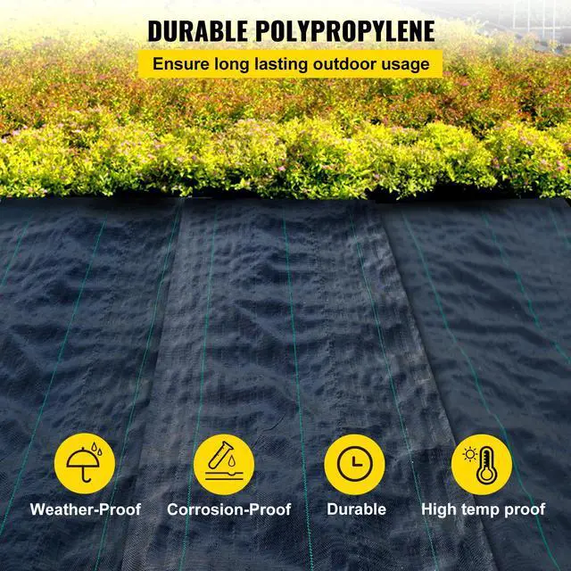 Alt view image 3 of 7 - 3FTx50FT Premium Weed Barrier Fabric Heavy Duty 5OZ, Woven Weed Control Fabric, High Permeability Good for Flower Bed, Geotextile Fabric for Underlayment, Polyethylene Ground Cover