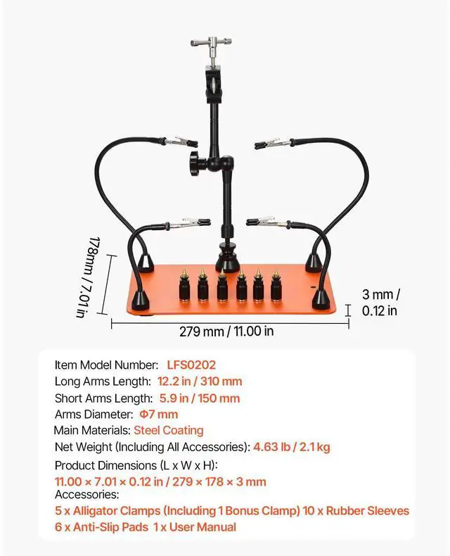 Alt view image 7 of 7 - Magnetic Helping Hands Soldering Station, 4 Flexible Arms Third Hand Tool, with 6 PCB Pillar Holders & 360 Hot Air Gun Holder, Heavy-Duty Base Soldering Helper for Electronic Repair Craft