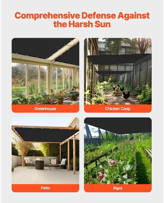 Alt view image 6 of 7 - 90% Sun Shade Cloth, 8 x 12 ft Pergola Shade Cover with Stainless Steel Grommets, Sun Shades Canopy Privacy Screen with 140 GSM HDPE Material, for Outdoor, Patio, Garden, and Backyard (Black)