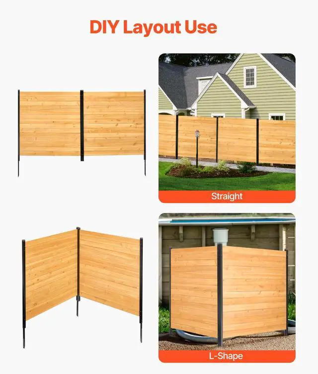 Alt view image 3 of 7 - Wood Privacy Fence, 38" W x 42" L, 2 Panel Solid Air Conditioner Fence Screen, Pool Equipment Enclosure with Metal Stakes, Easy DIY Installation, Outdoor Trash Can Hider for Garden Decoration