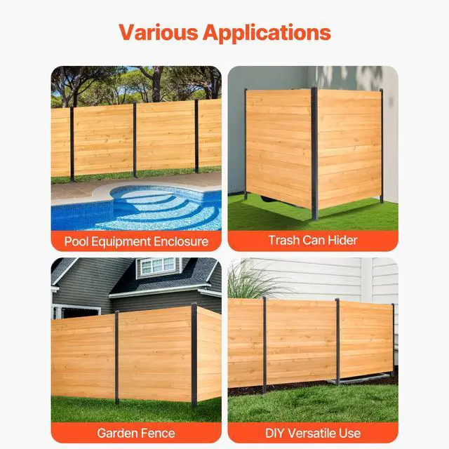 Alt view image 6 of 7 - Wood Privacy Fence, 38" W x 42" L, 2 Panel Solid Air Conditioner Fence Screen, Pool Equipment Enclosure with Metal Stakes, Easy DIY Installation, Outdoor Trash Can Hider for Garden Decoration