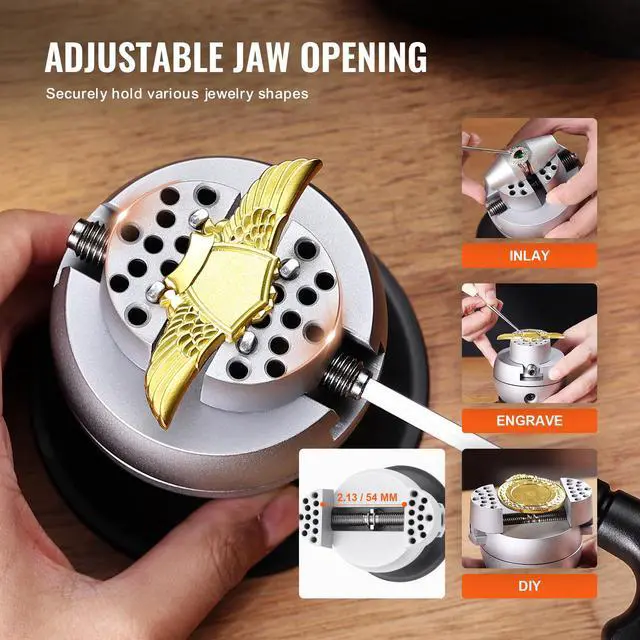 Alt view image 6 of 7 - Ball Vise, 3" Engraving Setting Tool, 360° Rotation Engraving Block Vise, 30 PCS Attachment Jewelry Engraving Block Tools Standard Block for Gemstone Inlay and Small-Scale Engraving