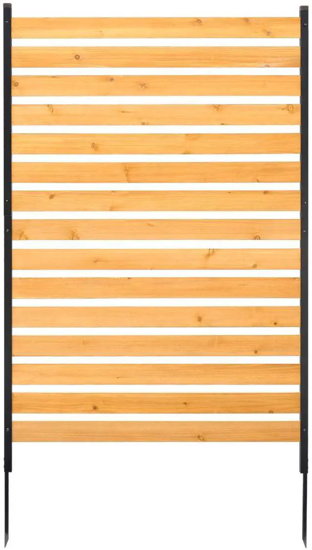 Main image of Wood Privacy Fence, 39" W x 61" L, 1-Panel Air Conditioner Fence Screen, Pool Equipment Enclosure with Metal Stakes, Easy DIY Installation, Outdoor Trash Can Hider for Garden Decoration