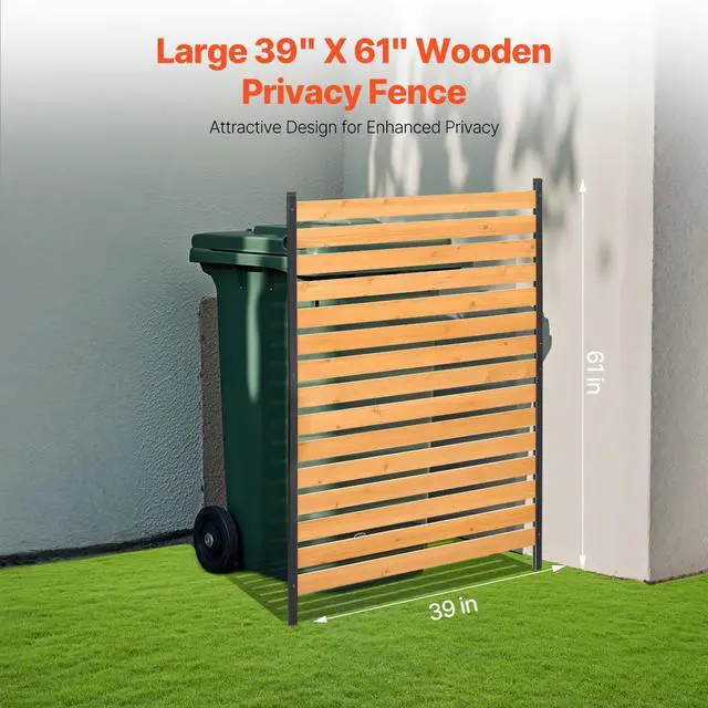 Alt view image 2 of 7 - Wood Privacy Fence, 39" W x 61" L, 1-Panel Air Conditioner Fence Screen, Pool Equipment Enclosure with Metal Stakes, Easy DIY Installation, Outdoor Trash Can Hider for Garden Decoration