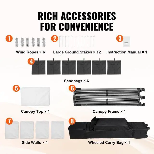 Alt view image 10 of 11 - VEVOR 10x20 FT Pop up Canopy with Removable Sidewalls, Instant Canopies Portable Gazebo & Wheeled Bag, UV Resistant Waterproof, Enclosed Canopy Tent for Outdoor Events, Patio, Backyard, Party, Parking