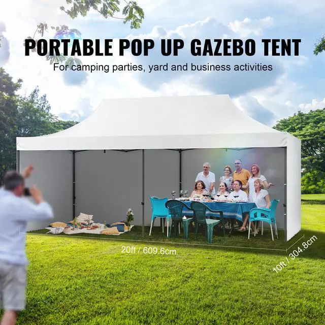 Alt view image 6 of 11 - VEVOR 10x20 FT Pop up Canopy with Removable Sidewalls, Instant Canopies Portable Gazebo & Wheeled Bag, UV Resistant Waterproof, Enclosed Canopy Tent for Outdoor Events, Patio, Backyard, Party, Parking