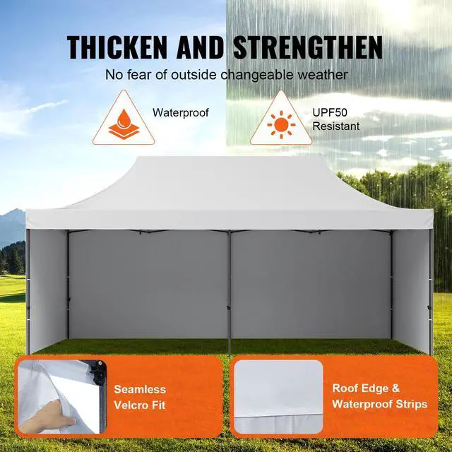 Alt view image 7 of 11 - VEVOR 10x20 FT Pop up Canopy with Removable Sidewalls, Instant Canopies Portable Gazebo & Wheeled Bag, UV Resistant Waterproof, Enclosed Canopy Tent for Outdoor Events, Patio, Backyard, Party, Parking