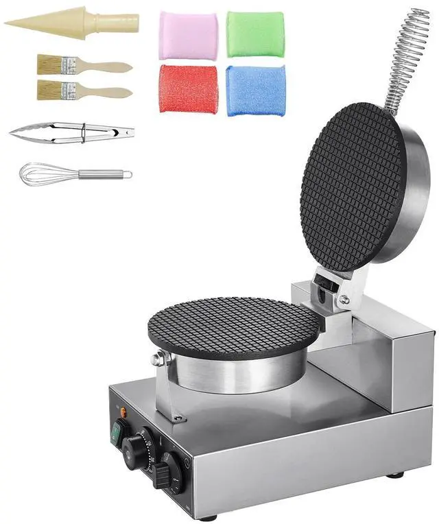 Main image of Electric Ice Cream Cone Maker, Commercial 1230W Waffle Cone Machine, Non-Stick Stainless Steel Egg Roll Mold, with Temperature and Time Control, Handle, for Restaurant Bakery Snack Bar Family
