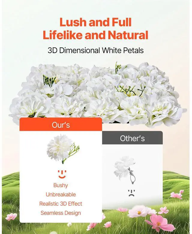 Alt view image 2 of 7 - 3D Flower Wall Panel, 24 PCS 15 x 15 inch, Artificial Floral Wall Background Mesh Backing Mat,Seamless Design&Easy Installation for Wedding Valentines Day Home Baby Party Backdrop Decor,White