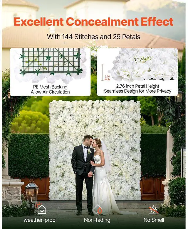 Alt view image 3 of 7 - 3D Flower Wall Panel, 24 PCS 15 x 15 inch, Artificial Floral Wall Background Mesh Backing Mat,Seamless Design&Easy Installation for Wedding Valentines Day Home Baby Party Backdrop Decor,White