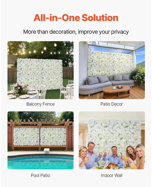 Alt view image 5 of 7 - 3D Flower Wall Panel, 24 PCS 15 x 15 inch, Artificial Floral Wall Background Mesh Backing Mat,Seamless Design&Easy Installation for Wedding Valentines Day Home Baby Party Backdrop Decor,White