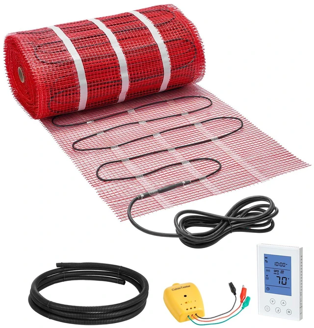 Alt view image 2 of 9 - VEVOR 150 sqft Self-Adhesive Mesh Floor Heating Mat 120V with Thermostat