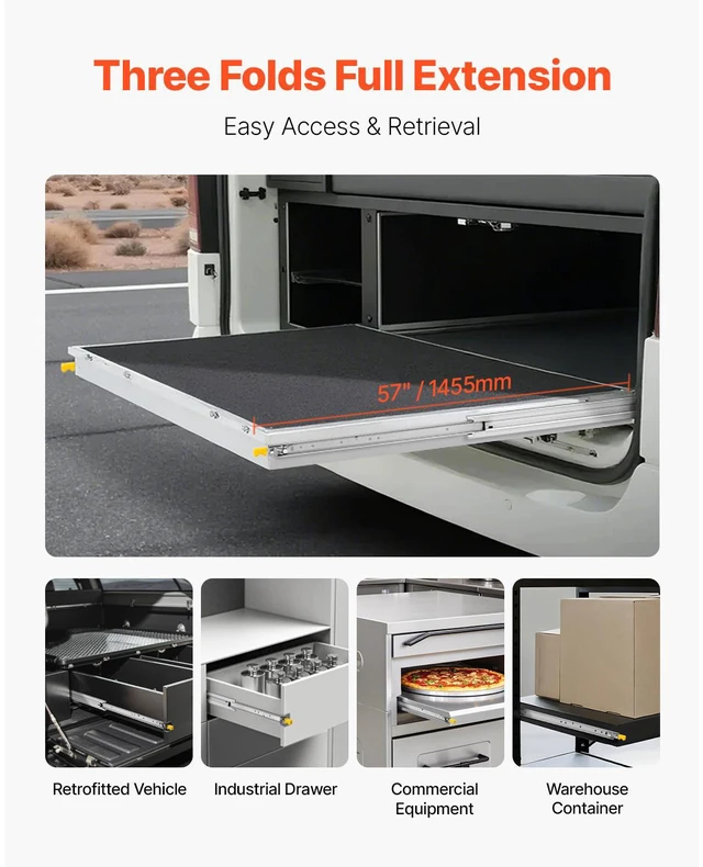 Alt view image 5 of 7 - VEVOR 1 Pair 18-60 in Soft-Close Drawer Slides Ball Bearing Full Extension