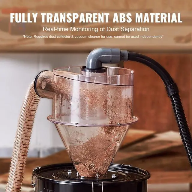 Alt view image 3 of 7 - VEVOR Cyclone Dust Separator w/ Tank Vacuum Cleaner Separator 4" for 13 Gal Tank