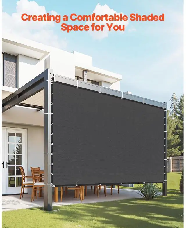Alt view image 2 of 7 - 90% Sun Shade Cloth, 10 x 10 ft Pergola Shade Cover with Stainless Steel Grommets, Sun Shades Canopy Privacy Screen with 140 GSM HDPE Material, for Outdoor, Patio, Garden, and Backyard (Black)
