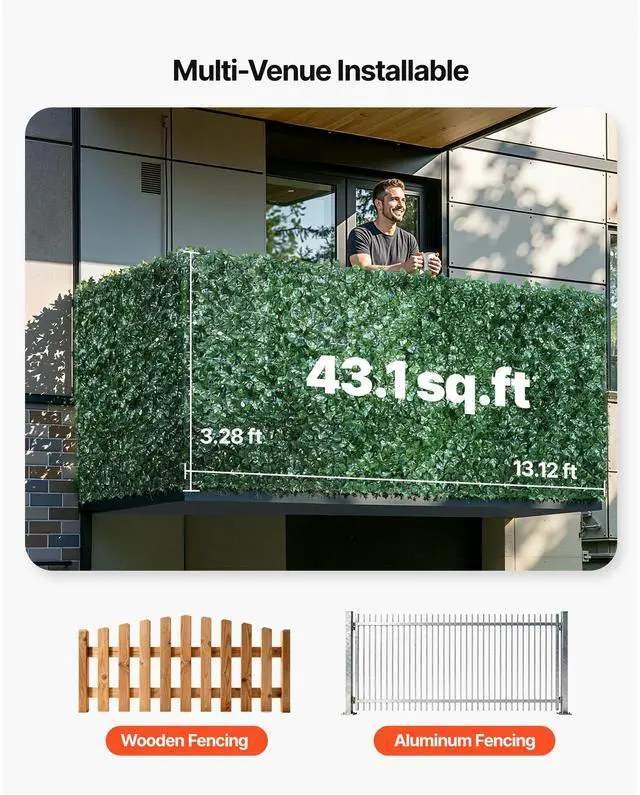 Alt view image 6 of 7 - Ivy Privacy Fence, 39 x 158in Artificial Green Wall Screen, Greenery Ivy Fence with Mesh Cloth Backing and Strengthened Joint, Faux Hedges Vine Leaf Decoration for Outdoor Garden, Yard, Balcony
