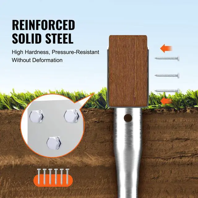 Alt view image 2 of 7 - No Dig Ground Anchor, 1 Pack 3.94 x 2.76 x 27.56 in DIY Screw in Post Stake, Includes 6 Lag Bolts & a Rebar, U-Shape Heavy Duty Steel Post Holder, Great for Mailbox Posts and Fence Posts