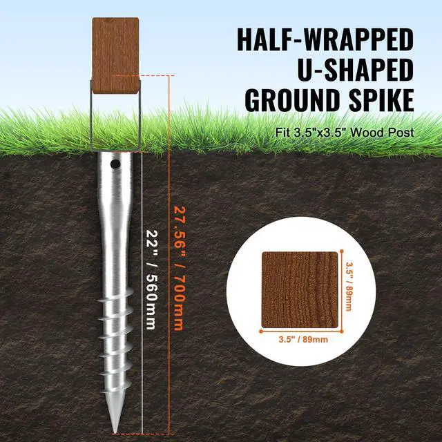 Alt view image 4 of 7 - No Dig Ground Anchor, 1 Pack 3.94 x 2.76 x 27.56 in DIY Screw in Post Stake, Includes 6 Lag Bolts & a Rebar, U-Shape Heavy Duty Steel Post Holder, Great for Mailbox Posts and Fence Posts