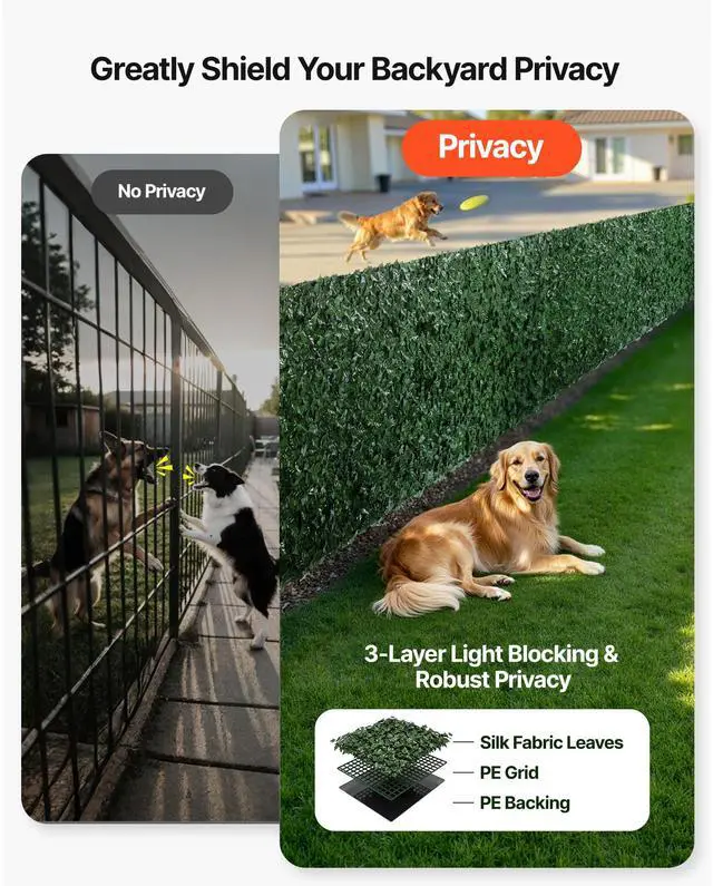Alt view image 2 of 7 - Ivy Privacy Fence, 39 x 198in Artificial Green Wall Screen, Greenery Ivy Fence with Mesh Cloth Backing and Strengthened Joint, Faux Hedges Vine Leaf Decoration for Outdoor Garden, Yard, Balcony