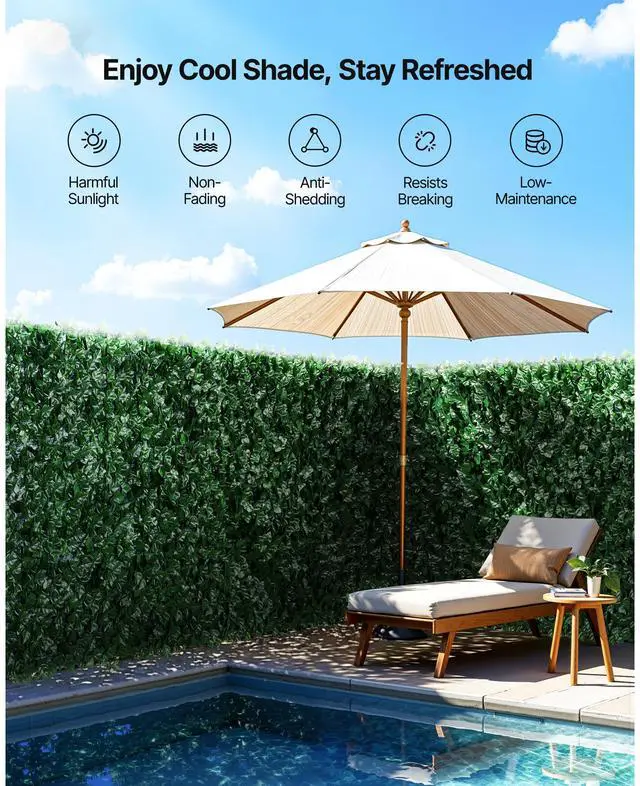 Alt view image 5 of 7 - Ivy Privacy Fence, 39 x 198in Artificial Green Wall Screen, Greenery Ivy Fence with Mesh Cloth Backing and Strengthened Joint, Faux Hedges Vine Leaf Decoration for Outdoor Garden, Yard, Balcony