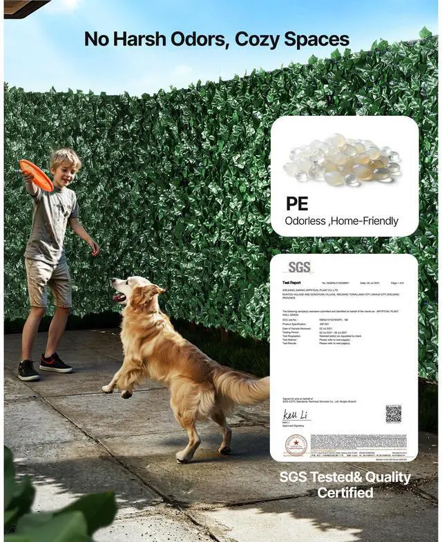 Alt view image 4 of 7 - Ivy Privacy Fence, 39 x 198in Artificial Green Wall Screen, Greenery Ivy Fence with Mesh Cloth Backing and Strengthened Joint, Faux Hedges Vine Leaf Decoration for Outdoor Garden, Yard, Balcony