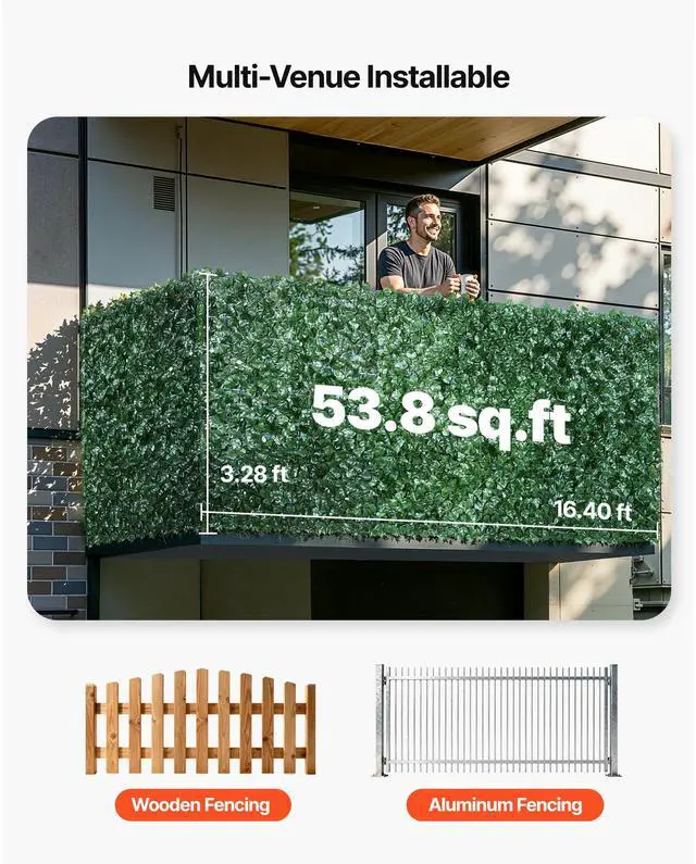 Alt view image 6 of 7 - Ivy Privacy Fence, 39 x 198in Artificial Green Wall Screen, Greenery Ivy Fence with Mesh Cloth Backing and Strengthened Joint, Faux Hedges Vine Leaf Decoration for Outdoor Garden, Yard, Balcony