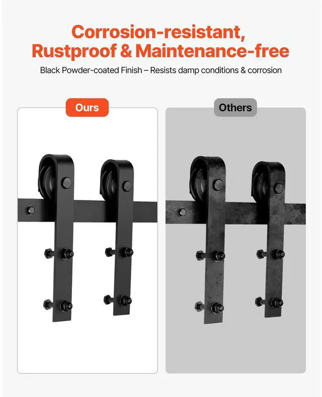 Alt view image 3 of 7 - VEVOR 5FT Sliding Barn Door Hardware Kit for Single Sliding Barn Door Black