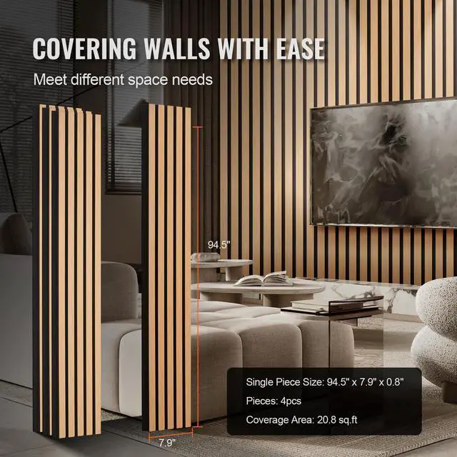 Alt view image 6 of 7 - Wood Slat Acoustic Panels, 7.9 x 94.5 inch, MDF Accent Wooden Wall Panels for Modern Interior Wall Decor, Faux Wood Wall Board Panels for Noise Reduction, Light Oak