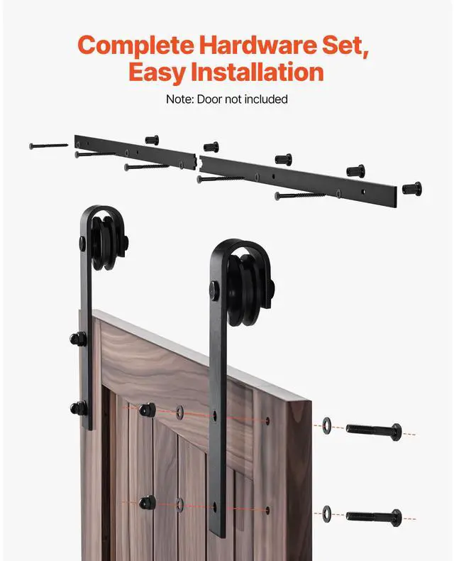 Alt view image 5 of 7 - VEVOR 5FT Sliding Barn Door Hardware Kit for Single Sliding Barn Door Black