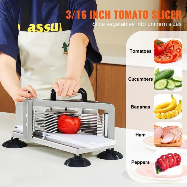 Alt view image 2 of 7 - Commercial Tomato Slicer, 3/16 inch Tomato Cutter Slicer, Stainless Steel Heavy Duty Tomato Slicer Machine, Manual Tomato Slicer with Non-slip Feet, for Cutting Tomatoes, Cucumbers, Bananas