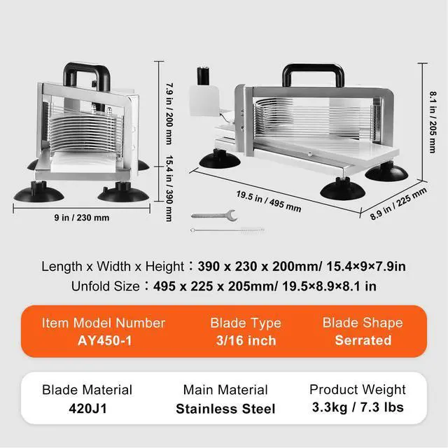 Alt view image 7 of 7 - Commercial Tomato Slicer, 3/16 inch Tomato Cutter Slicer, Stainless Steel Heavy Duty Tomato Slicer Machine, Manual Tomato Slicer with Non-slip Feet, for Cutting Tomatoes, Cucumbers, Bananas