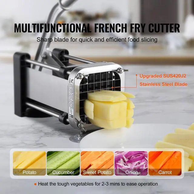 Alt view image 2 of 7 - VEVOR French Fry Cutter Stainless Steel Potato Vegetable Slicer Chopper w/ Blade