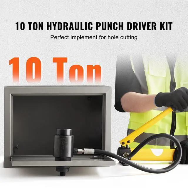 Alt view image 2 of 7 - 10 Ton Hydraulic Knockout Punch Kit, 1/2" to 2" Conduit Hole Cutter Set, KO Tool Kits with Puncher 6 Piece, Metal Sheet Driver Tools, For Aluminum, Brass, Stainless Steel, Fiberglass and Plastic