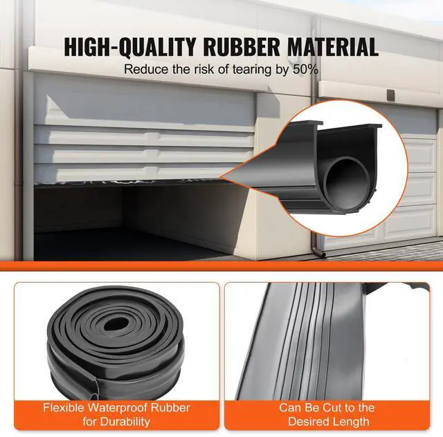 Alt view image 3 of 7 - Garage Door Seals Bottom Rubber, U Shape +O Ring Garage Door Weather Stripping, Universal Weatherproof Threshold Buffering Sealing Rubber , 5/16 inch T-ends and 3 3/4 inch Width (10 Ft, Black)