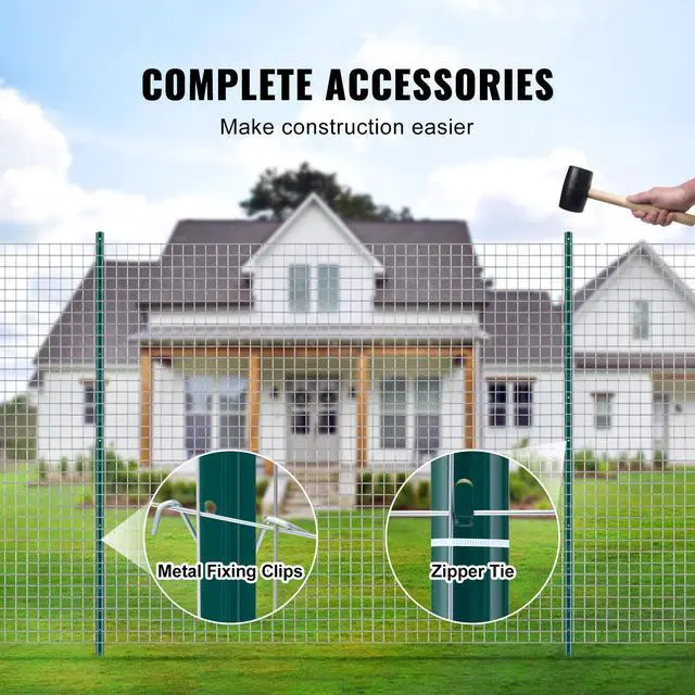 Alt view image 5 of 7 - 6 Feet Fence Post, 6 Pack U-Channel Heavy Duty Metal Fence Posts, Sturdy Steel Fence Stakes for Garden Yard, Lawn, Farms and Outdoor Wire Fencing, Green