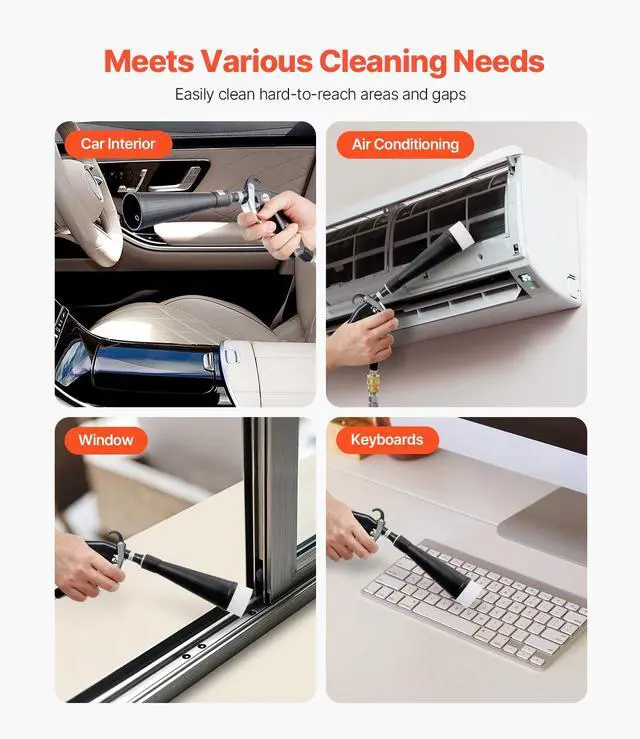 Alt view image 6 of 7 - Car Cleaning Gun, 6-9.2 Bar High-Pressure Air Blow Gun with 2 Set Nozzles, 360° Rotating Nozzle for Complete Cleaning, Quickly Blasts Dirt and Dust from Surface, Work with 1/4 NPT Air Compressor