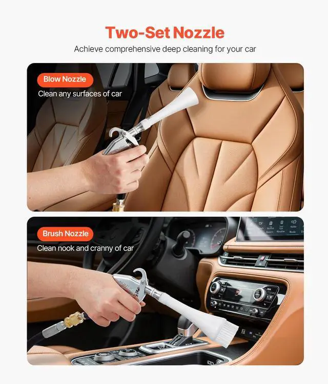 Alt view image 2 of 7 - Car Cleaning Gun, 6-9.2 Bar High-Pressure Air Blow Gun with 2 Set Nozzles, 360° Rotating Nozzle for Thorough Cleaning, Quickly Blasts Dirt and Dust from Surface, Work with 1/4 NPT Air Compressor