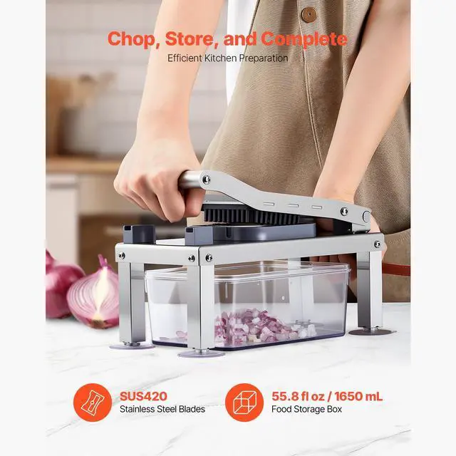 Alt view image 2 of 7 - Vegetable Chopper Mandoline Slicer, All-in-1 Food Veggie Cutter with 9 Stainless Steel Blades, Cheese Grater Onion Potato Dicer with Container,Salad Spiralizer Kitchen Gadgets&Essentials