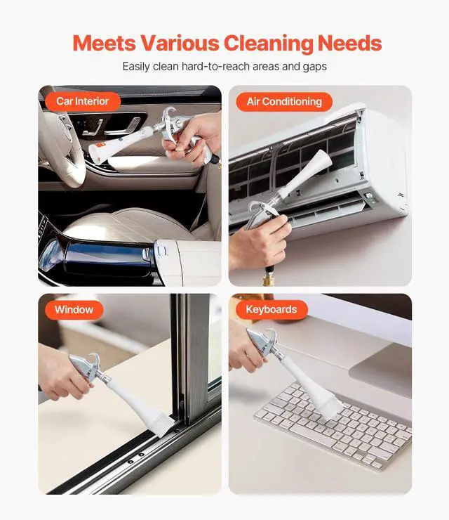 Alt view image 6 of 7 - Car Cleaning Gun, 6-9.2 Bar High-Pressure Air Blow Gun with 2 Set Nozzles, 360° Rotating Nozzle for Thorough Cleaning, Quickly Blasts Dirt and Dust from Surface, Work with 1/4 NPT Air Compressor