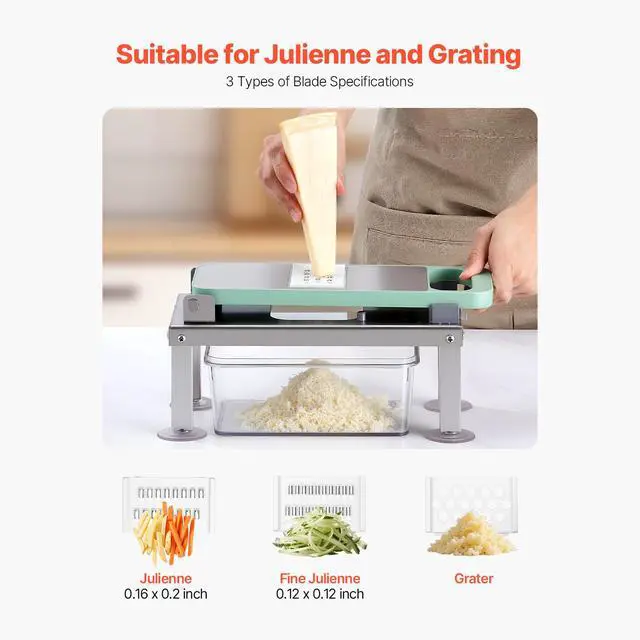 Alt view image 5 of 7 - Vegetable Chopper Mandoline Slicer, All-in-1 Food Veggie Cutter with 9 Stainless Steel Blades, Cheese Grater Onion Potato Dicer with Container,Salad Spiralizer Kitchen Gadgets&Essentials