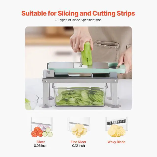 Alt view image 6 of 7 - Vegetable Chopper Mandoline Slicer, All-in-1 Food Veggie Cutter with 9 Stainless Steel Blades, Cheese Grater Onion Potato Dicer with Container,Salad Spiralizer Kitchen Gadgets&Essentials