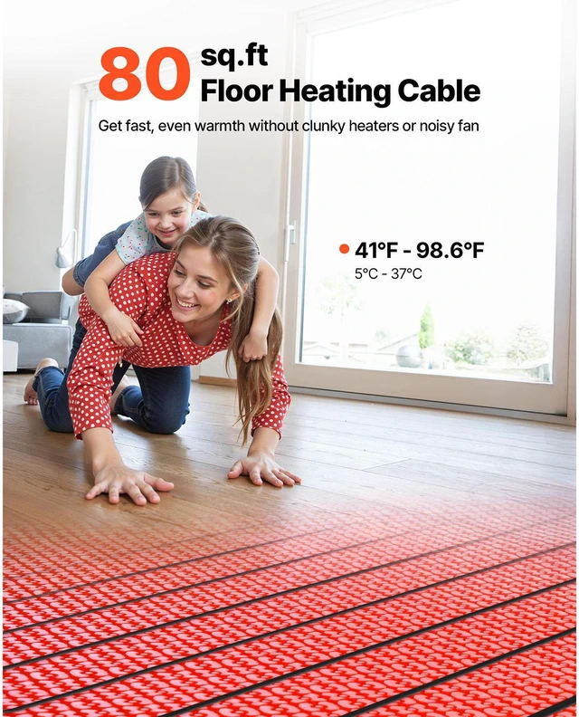 Alt view image 3 of 9 - VEVOR 80 sqft Floor Heating Mat 120V Radiant System with Decoupling Membrane