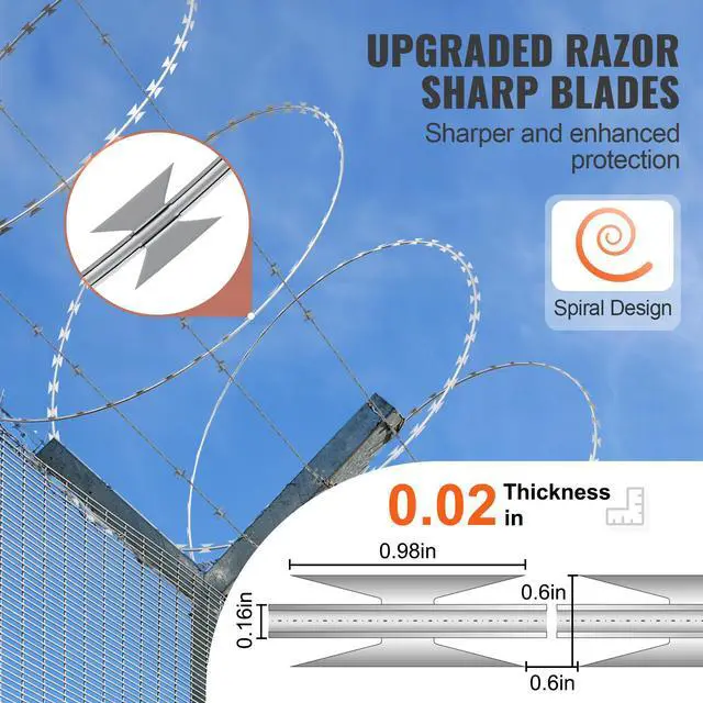 Alt view image 3 of 7 - Razor Wires, 246 ft Razor Barbed Wire, 5 Rolls Razor Wire Fencing Razor Fence, Razor Ribbon Barbed Wire Galvanized Razor Wire Fence, Rolls Razor for Garden