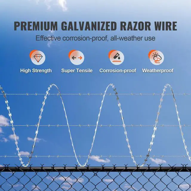 Alt view image 2 of 7 - Razor Wires, 246 ft Razor Barbed Wire, 5 Rolls Razor Wire Fencing Razor Fence, Razor Ribbon Barbed Wire Galvanized Razor Wire Fence, Rolls Razor for Garden