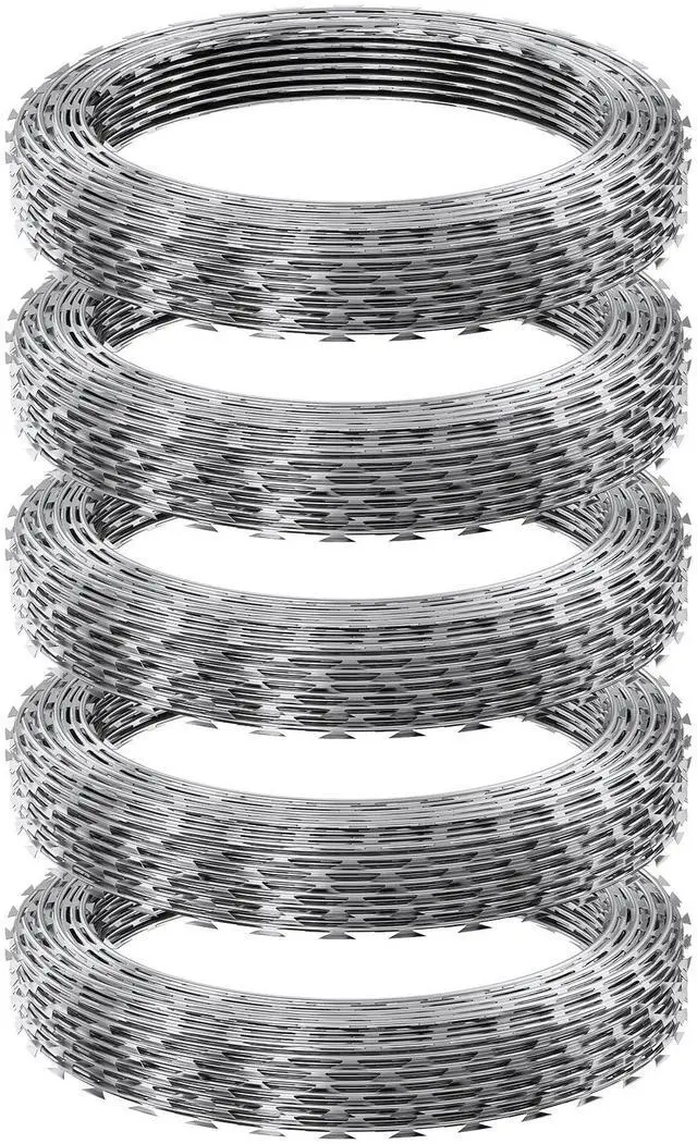 Main image of Razor Wires, 246 ft Razor Barbed Wire, 5 Rolls Razor Wire Fencing Razor Fence, Razor Ribbon Barbed Wire Galvanized Razor Wire Fence, Rolls Razor for Garden